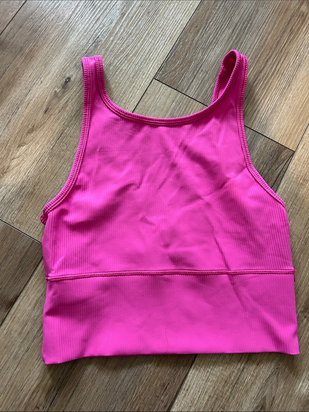 Lululemon Hot Pink Ribbed power pivot reversible Crop Tank Top size 6
